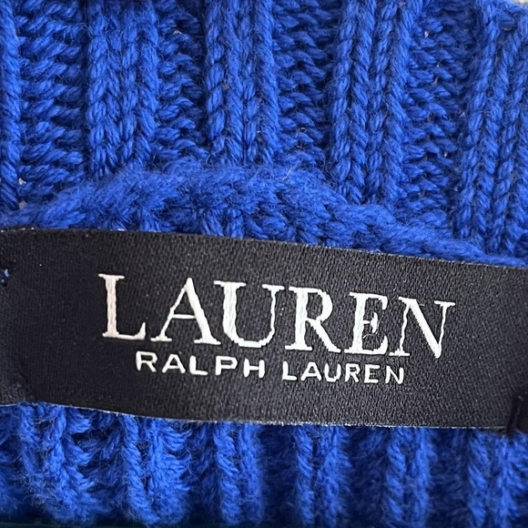LAUREN Ralph Lauren Womens S Petite Blue Distressed Crew Neck Knit Sweater - Picture 4 of 6